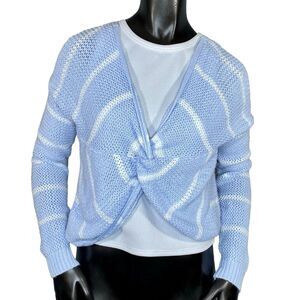 Hollister Blue Knit Sweater Long Sleeve Women's Size XS Twisted Front Closure